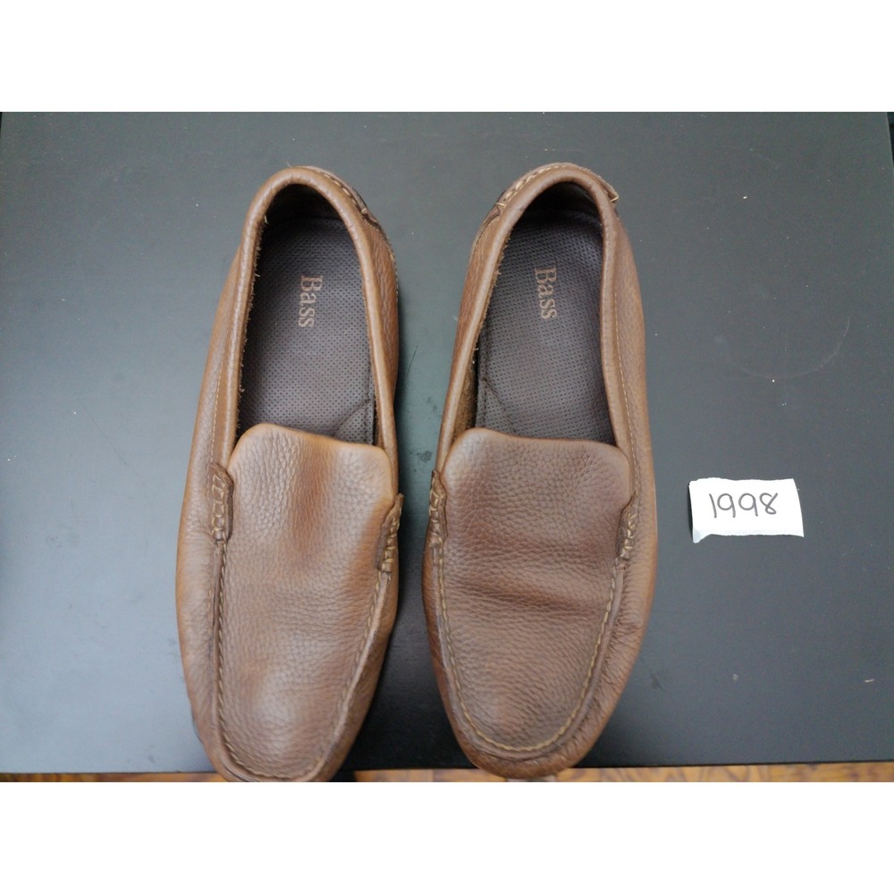 Bass Cristo Loafers Mens 8.5 Brown Leather Tumbled Driving Shoes Moc Toe Classic